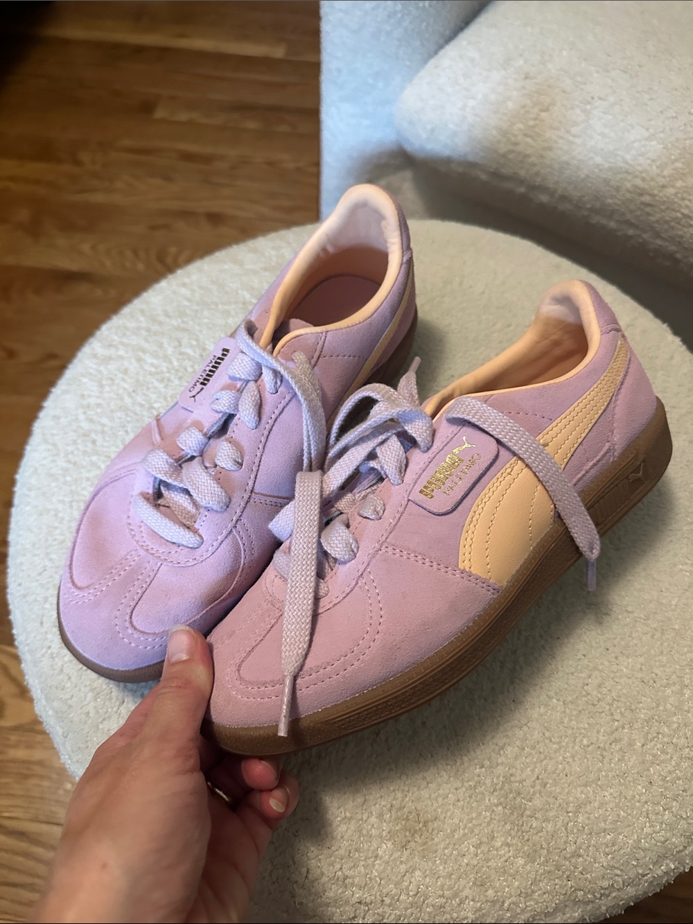 Puma Women’s Suede Sneakers - Lavender with Pale Peach Stripe